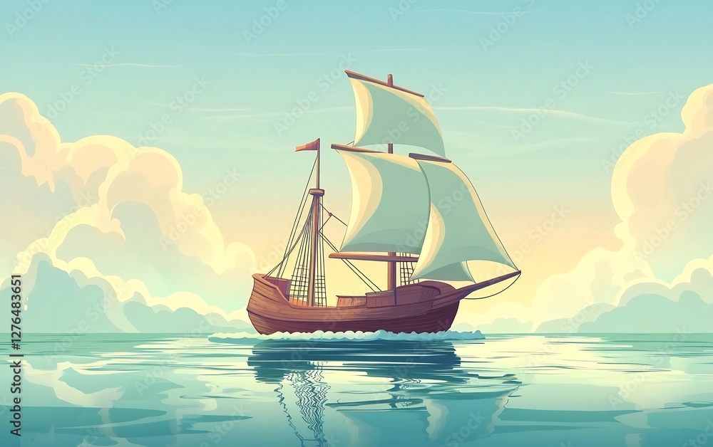 ship gliding on calm water ship gliding on calm water
