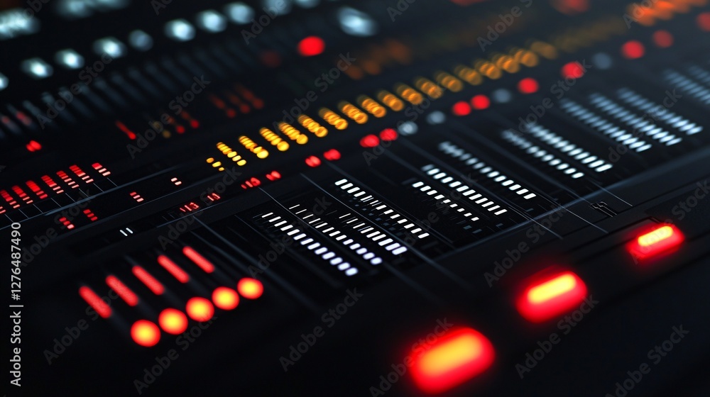 digital audio mixing console: a close-up view of features and controls digital audio mixing console: a close-up view of features and controls