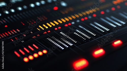 digital audio mixing console: a close-up view of features and controls