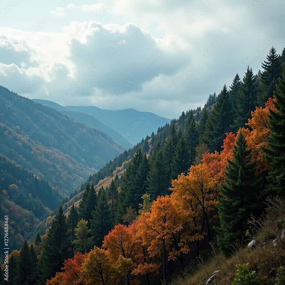 Gray clouds hide tree canopies on mountain slopes, canopy, nature Gray clouds hide tree canopies on mountain slopes, canopy, nature