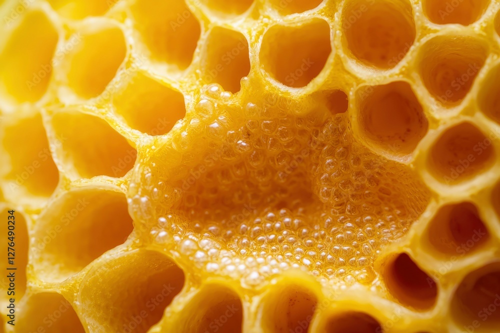 Close-up of honeycomb with pollen, macro texture background Close-up of honeycomb with pollen, macro texture background