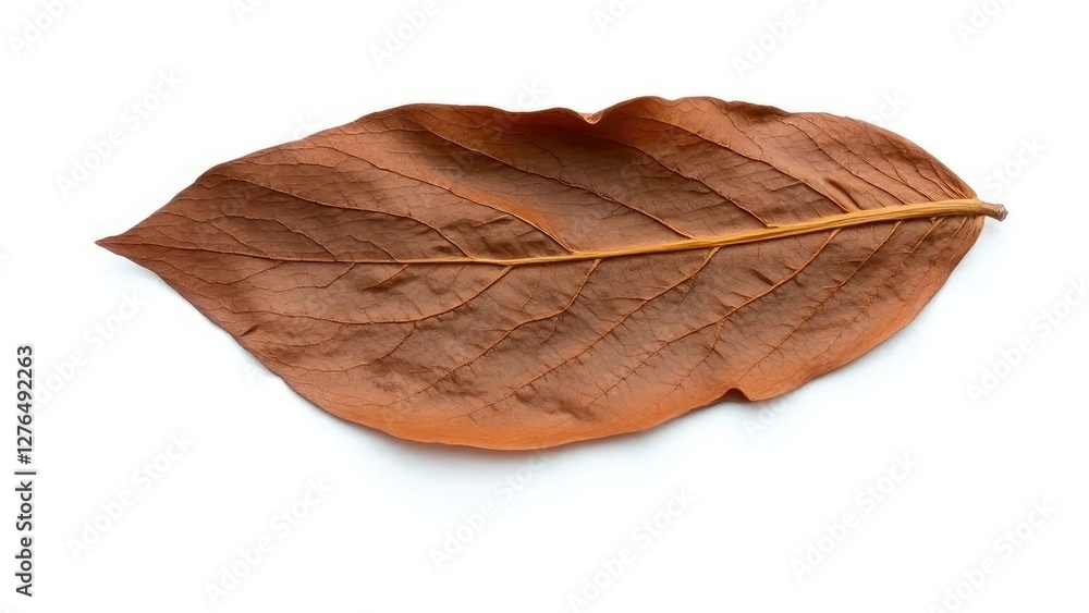 Dry brown teak leaf isolated on white surface, teak foliage, dry teak leaf, brown color Dry brown teak leaf isolated on white surface, teak foliage, dry teak leaf, brown color