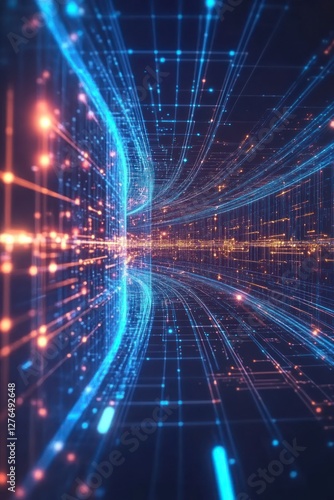 Wallpaper Mural Abstract digital lines creating a futuristic tunnel Torontodigital.ca