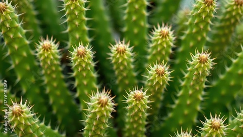 Detail of the green leaves and stems of an espostoa cactus, gardening, plants photo