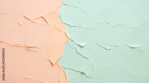 Abstract pastel peach and mint paint texture background