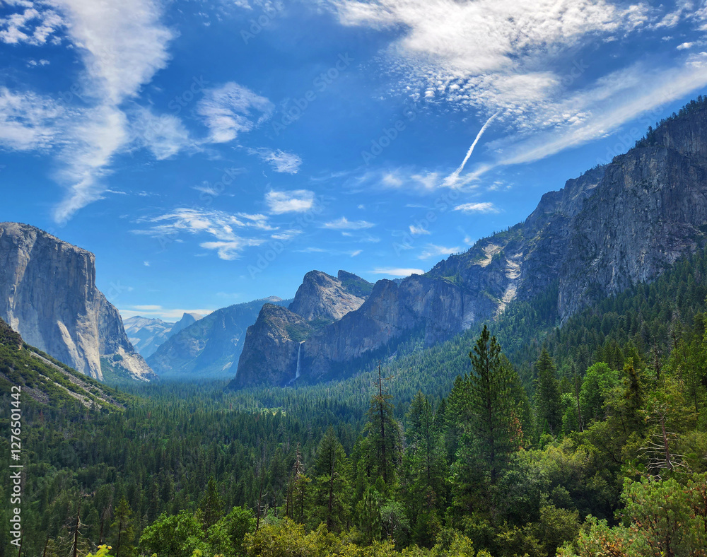 Fototapeta premium Yosemite National Park Mountains, Redwoods, Cliffs and Waterfalls