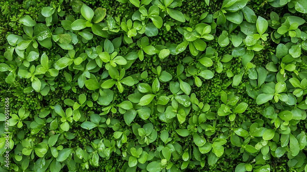 Fototapeta premium Green leaves and moss background texture