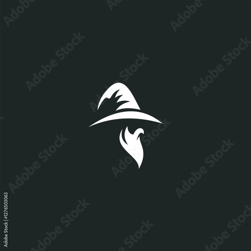Wizard Magician logo design illustrations vector template ink drawing style