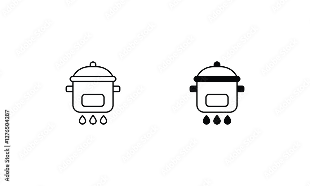 Casserole icons set line and glyph vector icon Casserole icons set line and glyph vector icon