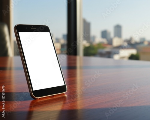 Modern Smartphone with Blank Screen Display Positioned at an Angle