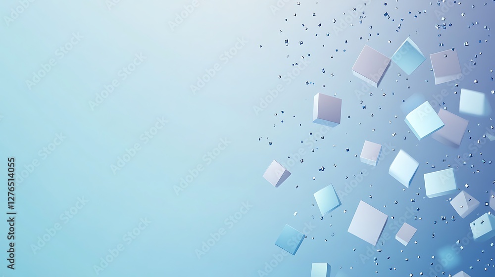 Abstract Blue Background With Falling Cubes Abstract Blue Background With Falling Cubes