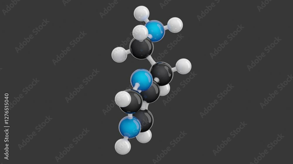 Histamine molecular structure: 3D model of molecule. Chemical formula: C5H9N3. Seamless looping Video with an Alpha Channel. Gray background. Histamine molecular structure: 3D model of molecule. Chemical formula: C5H9N3. Seamless looping Video with an Alpha Channel. Gray background.