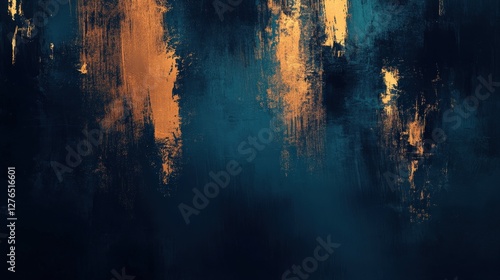 Abstract texture with golden accents and deep blue background