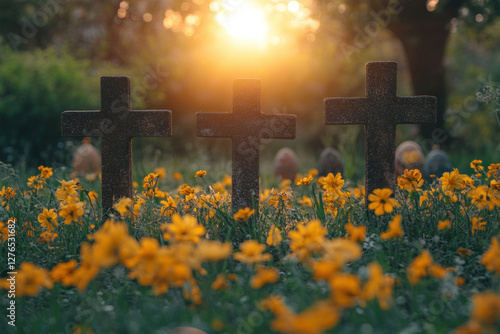 A serene Easter Sunday scene, peaceful and spiritual, holiday theme photo