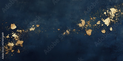 Midnight Blue Texture with Scattered Golden Fragments Elegance
