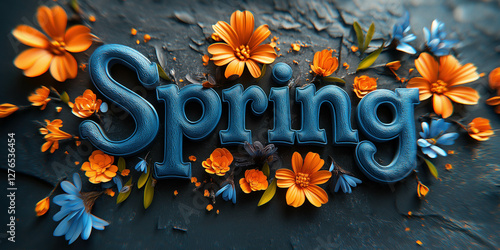 Spring Text Made Of Floral ...