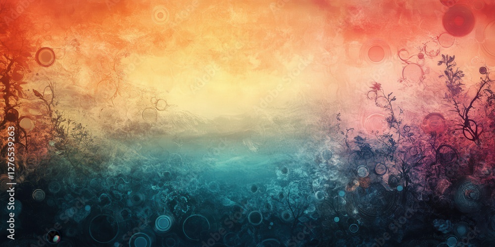 Obraz premium Serene dreamscape gradient abstract background with flora element