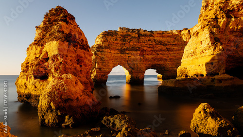 Wallpaper Mural Marinha beach (Praia da Marinha) beaches in Portugal's Algarve region. The rocky Atlantic coast at sunrise, in the golden hour. Torontodigital.ca