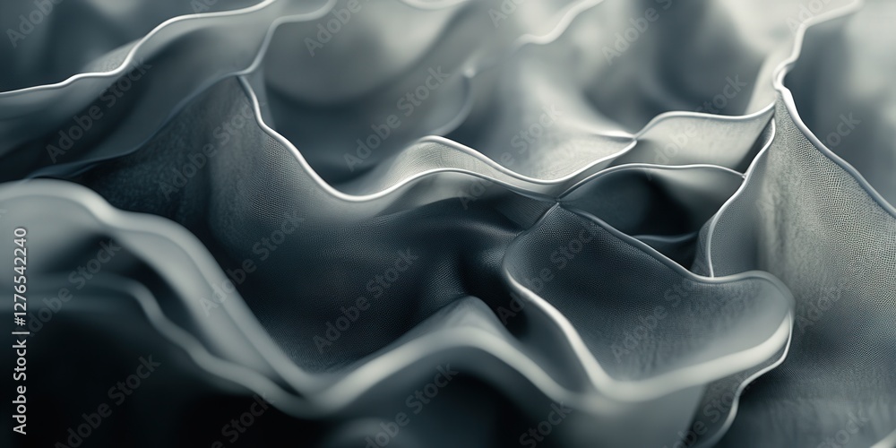 Fototapeta premium Sophisticated Grey Textile Folds with Subtle Luminous Edges