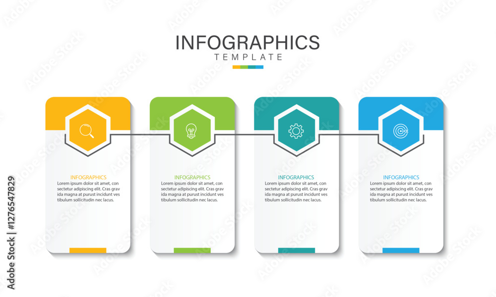 Business infographic design template with 4 options, steps or processes.