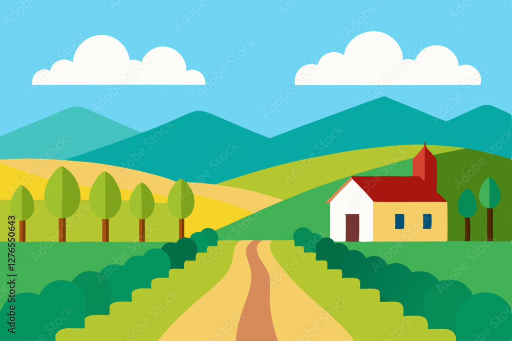 Fototapeta premium rural landscape with a house