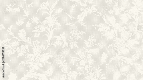Organic fleck eggshell texture with floral imprint. Minimalistic background with egg shell ornament. Vintage ecru backdrop with dots, speckles particles. Natural grunge surface,grain paper