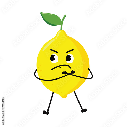 Cute Hand Drawn Lemon Face Grumpy