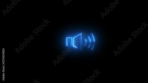Wallpaper Mural blue color glowing neon speaker icon on black background. Torontodigital.ca