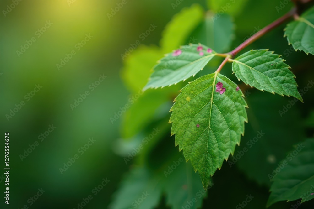 Delicate leaves with reddish-purple spots on a currant bush, currant leaves, garden Delicate leaves with reddish-purple spots on a currant bush, currant leaves, garden