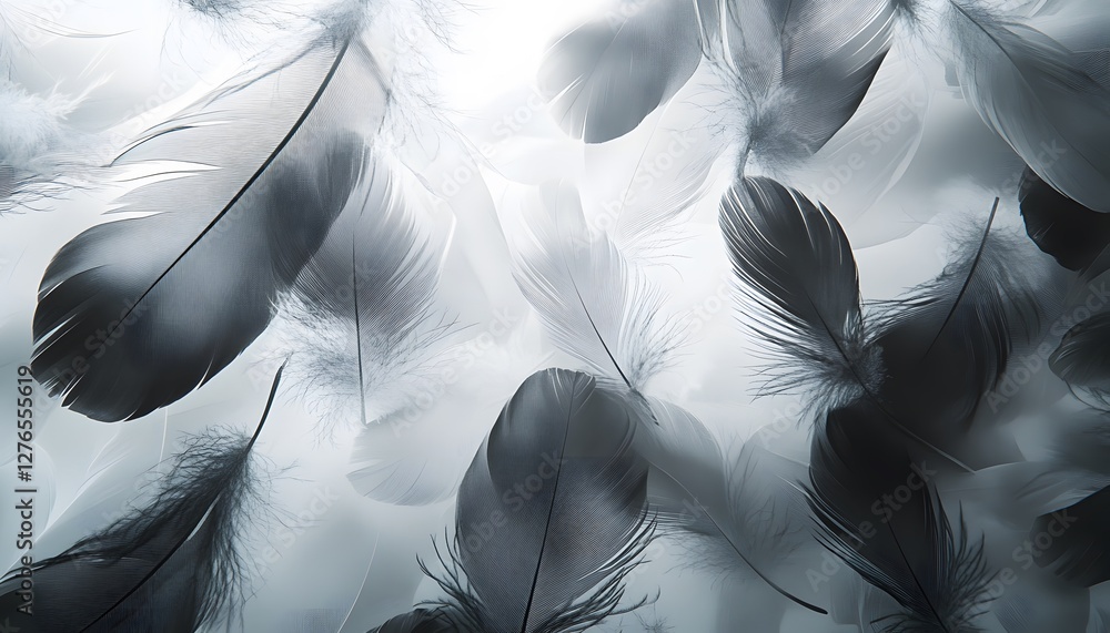 Obraz premium Light airy feathers create a beautiful soft ethereal background