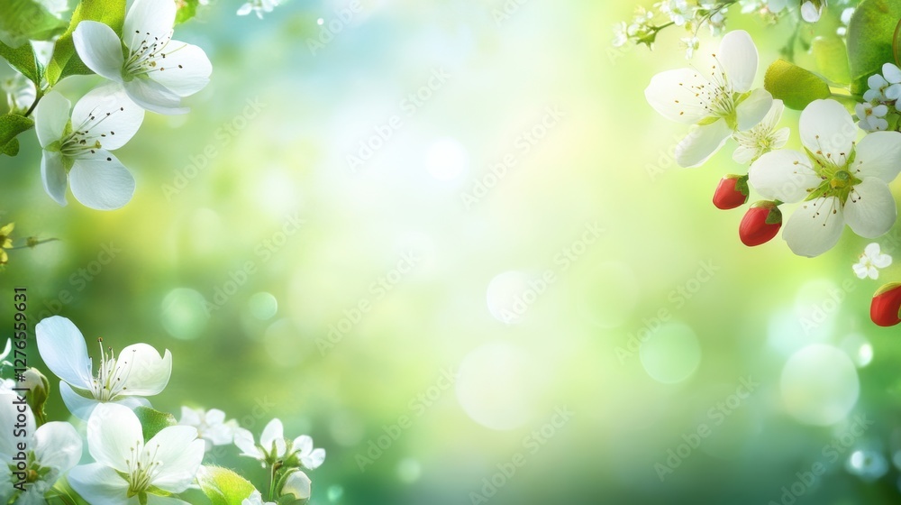 Fototapeta premium Beautiful background template made of Spring flowers.