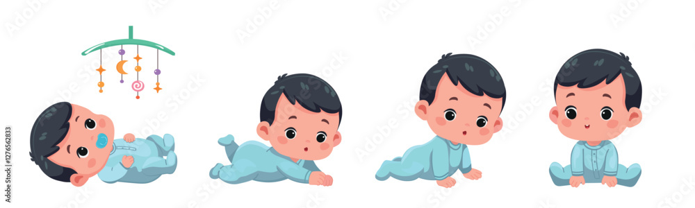 cute baby boy in growth cycle progress set cute baby boy in growth cycle progress set