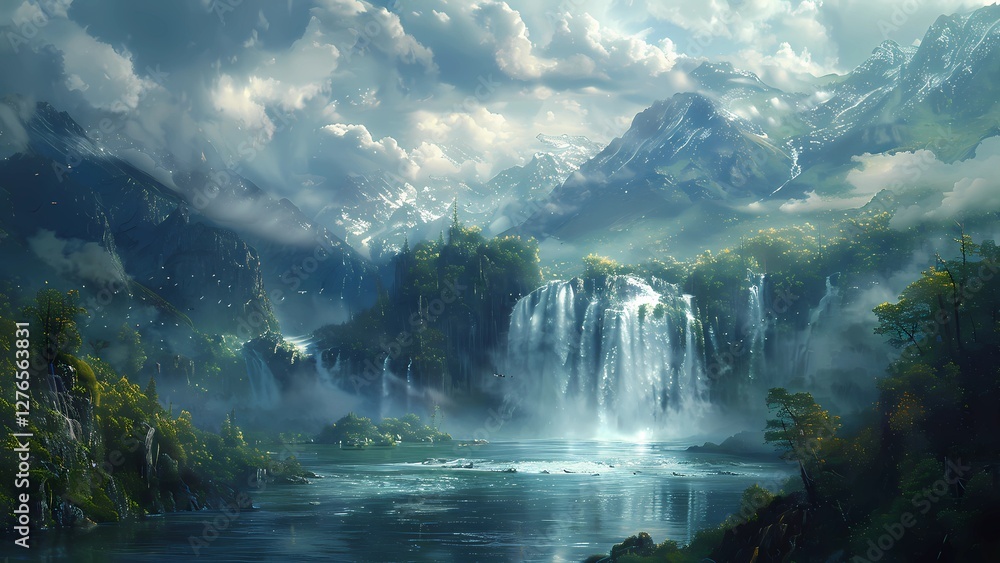 Fototapeta premium Majestic River Flowing Through a Grand Canyon with Powerful Currents