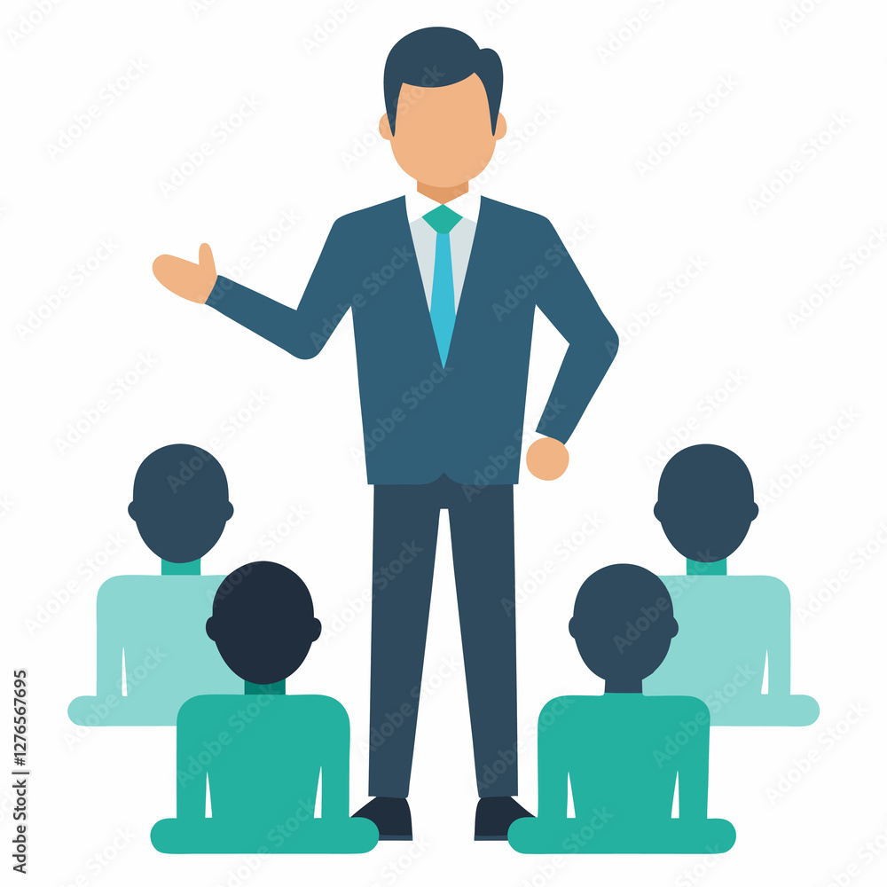 Obraz premium Trainer delivers strong leadership talk in modern brief session today