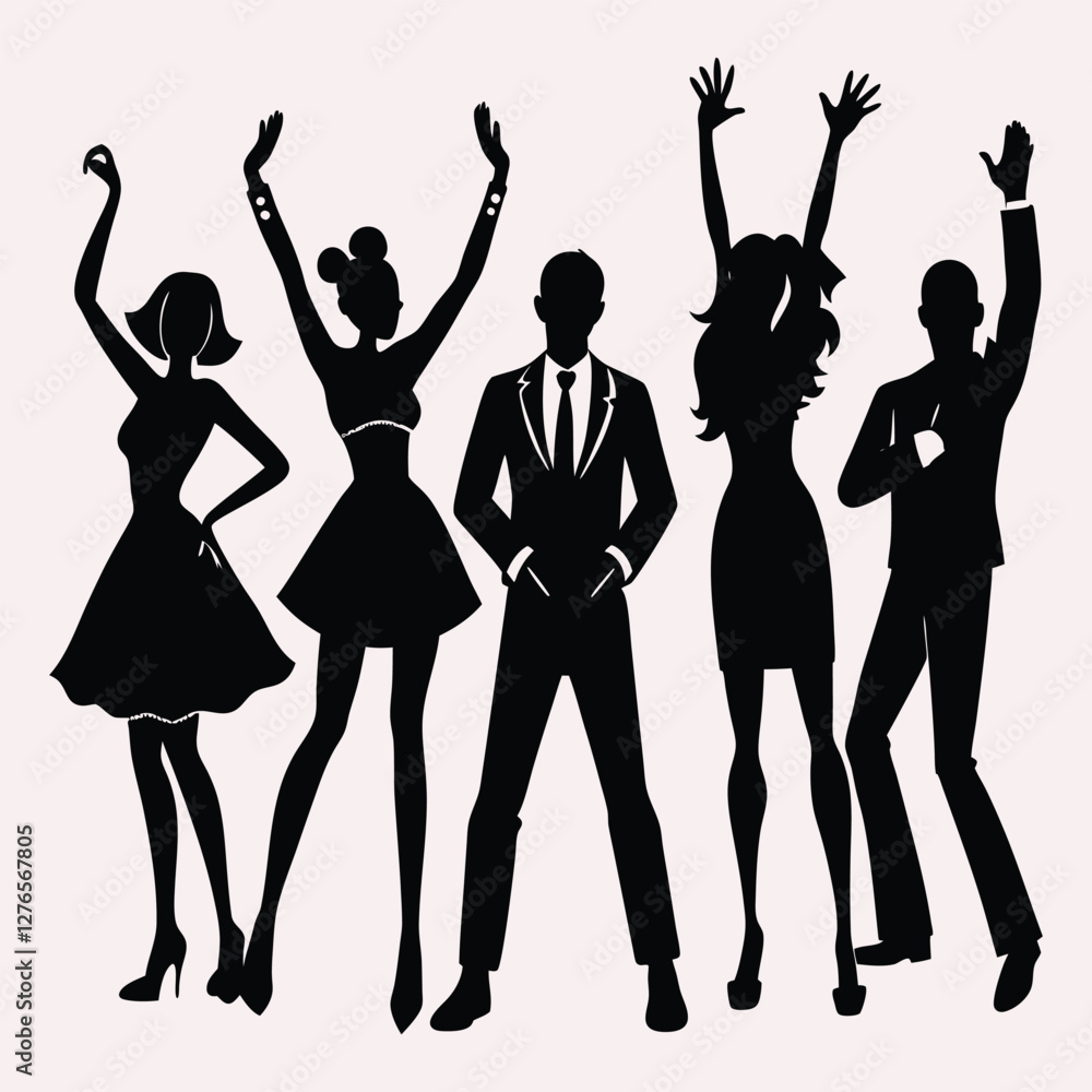 Fototapeta premium silhouettes of people dancing bundle set on a white background