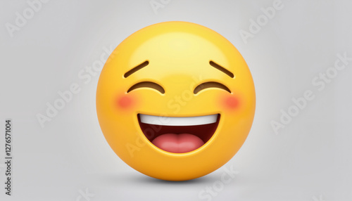 Wallpaper Mural Oversized laughing emoji against light grey backdrop, joyful expression, for the april fool's day concept Torontodigital.ca