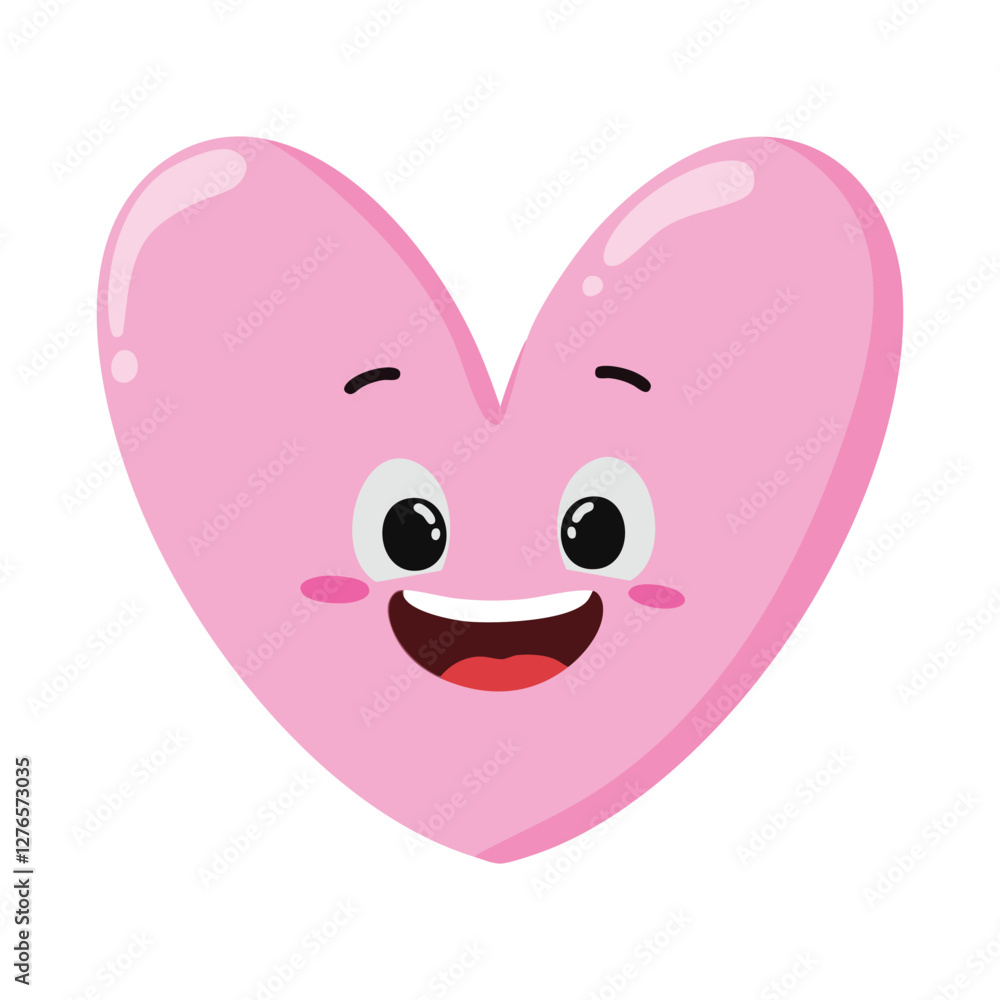 Cute Hand Drawn Pink Heart Smile Happy Cute Hand Drawn Pink Heart Smile Happy