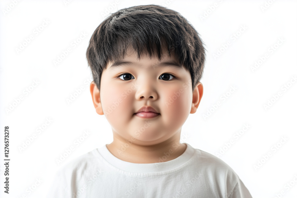 Portrait of cute and chubby cheeks boy isolated on white background, Selective focus Asian kid on white background. Portrait of cute and chubby cheeks boy isolated on white background, Selective focus Asian kid on white background.