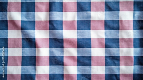 Blue and Pink Checkered Fabric Texture