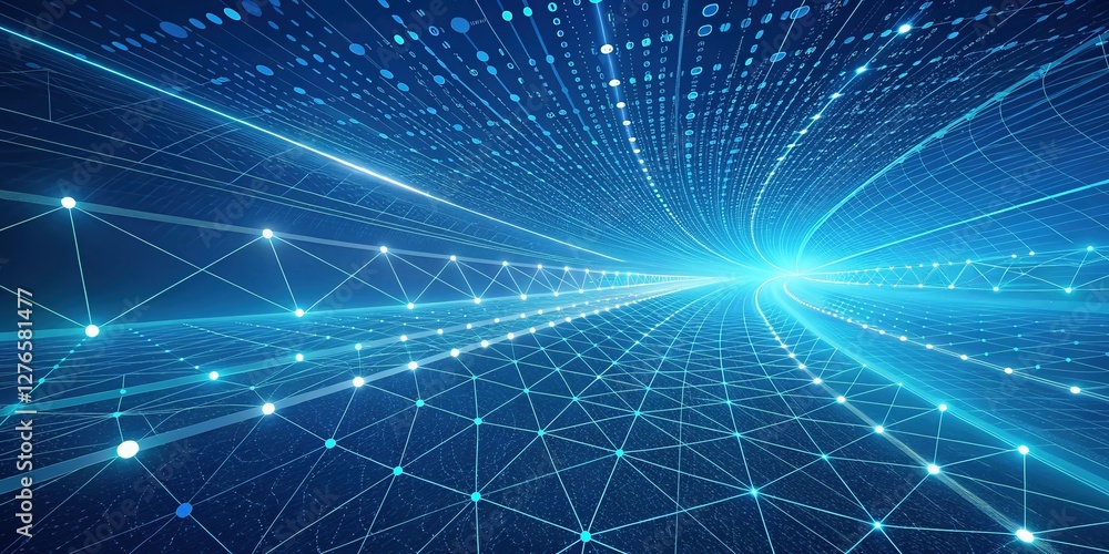 Futuristic Data Stream Digital Tunnel, Network Connection, Big Data Transfer Tech Website Banner Template Futuristic Data Stream Digital Tunnel, Network Connection, Big Data Transfer Tech Website Banner Template