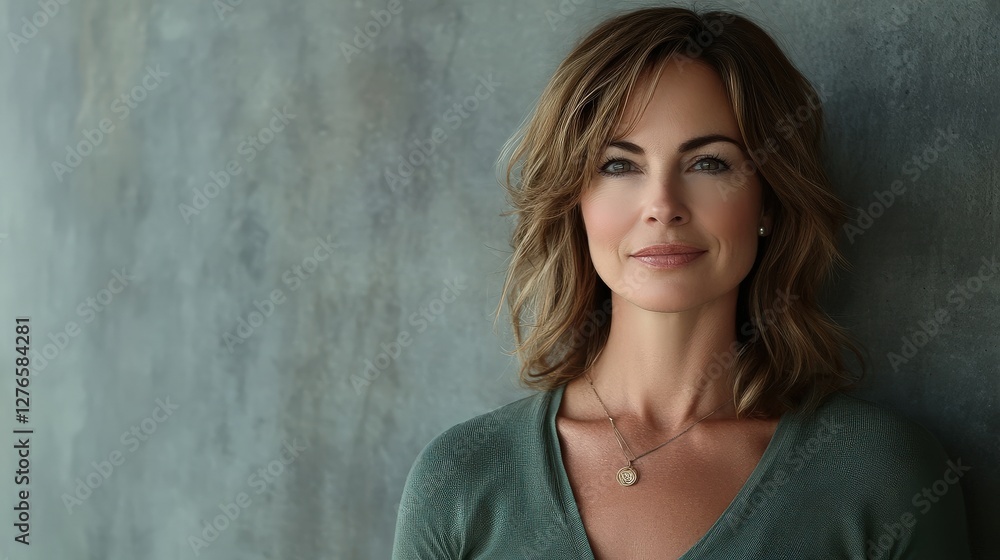 Elegant Portrait of a Confident Woman Against a Textured Background Elegant Portrait of a Confident Woman Against a Textured Background