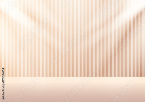 Elegant Beige Stage Background, soft lighting, creating a luxurious and minimalistic atmosphere. Vector illustration suitable for presentations, product displays,branding, posters, and digital designs