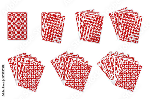 Set of playing cards backs cards fan