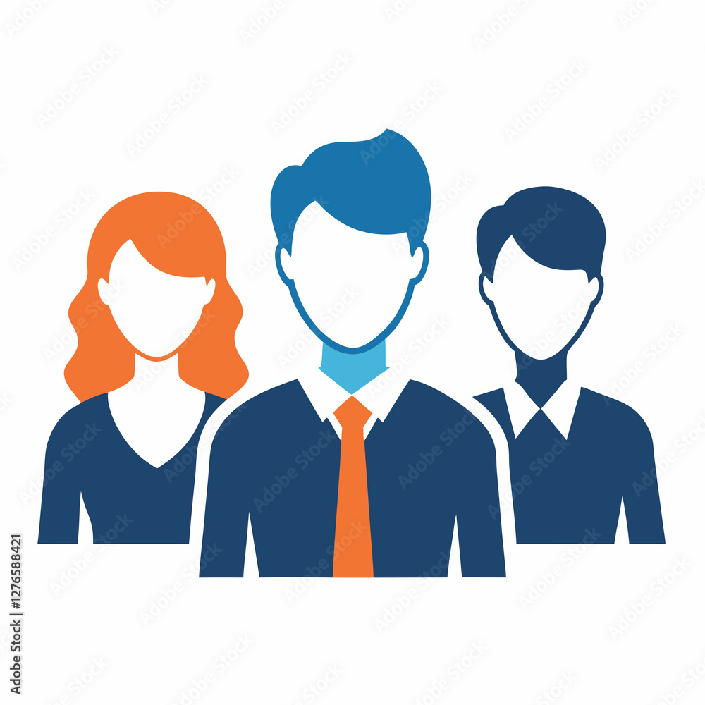 Business professionals mentoring interns in flat vector style design image