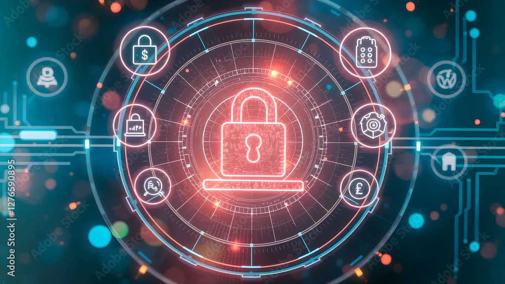 Cyber security and information safety concept. 3d rendering toned image double exposure Cyber security and information safety concept. 3d rendering toned image double exposure