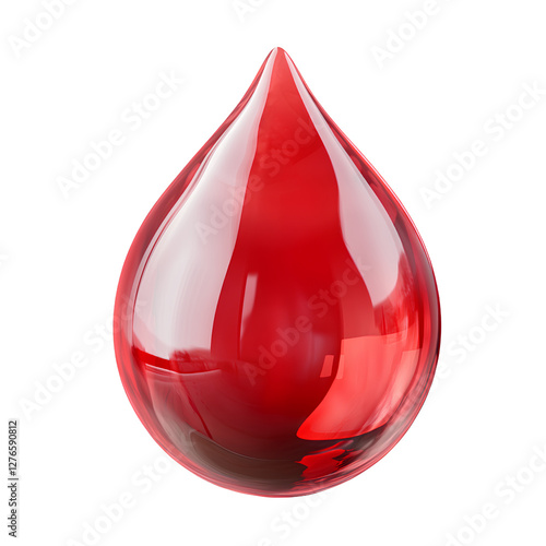 3D red drop of liquid, clipart on a transparent background  