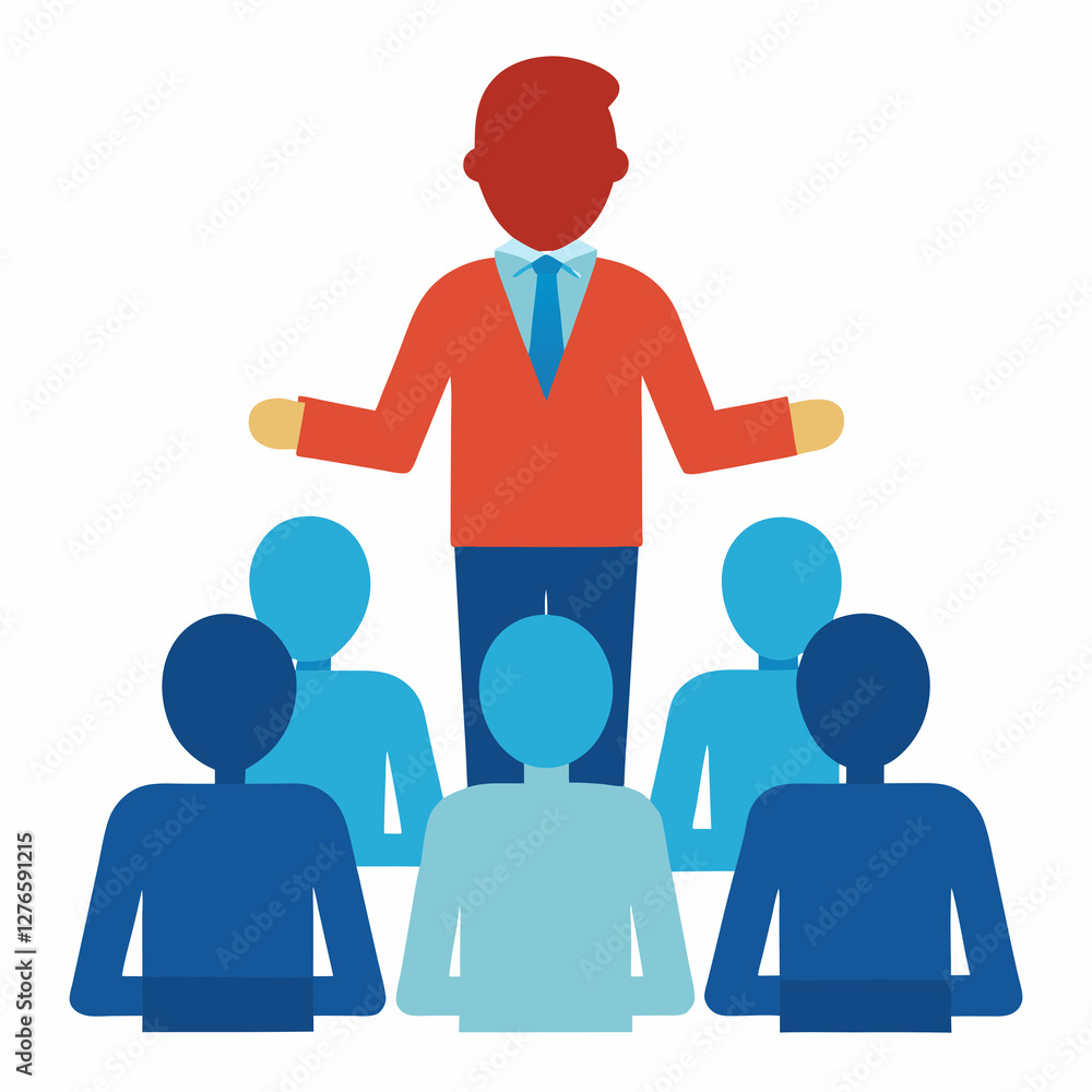 Manager coaching team for better productivity in flat vector style art Manager coaching team for better productivity in flat vector style art
