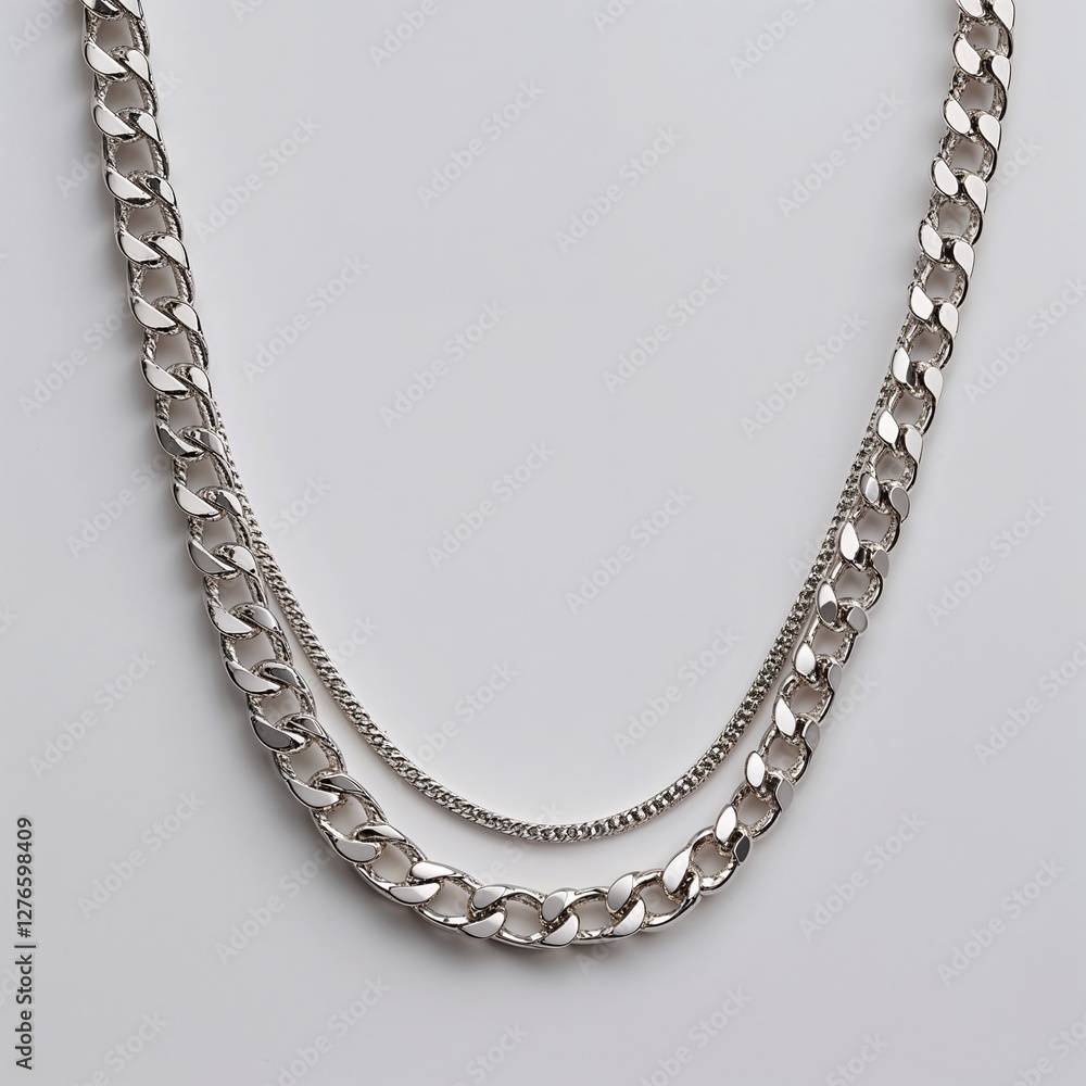 sketch of silver chain necklace on plain white background sketch of silver chain necklace on plain white background