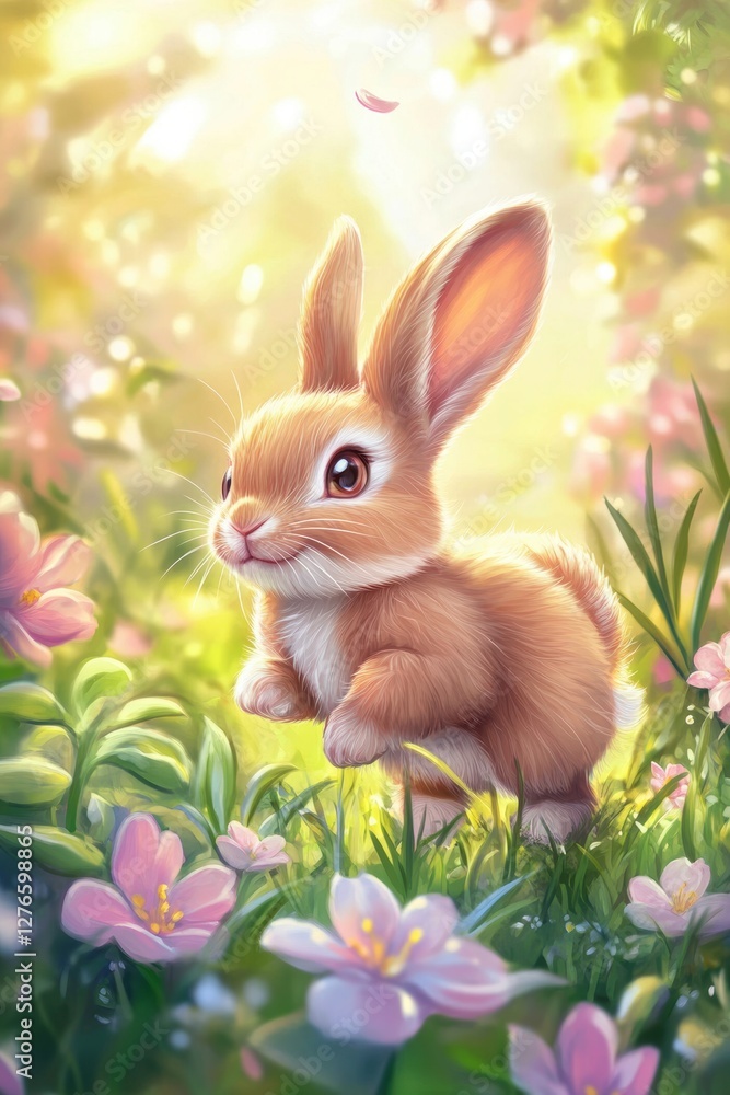 Cute rabbit in Spring field. Cute rabbit in Spring field.