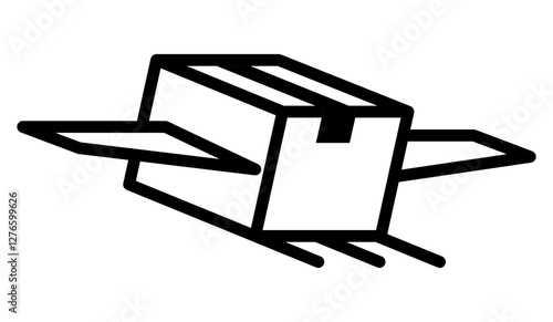 flying package icon with wings symbolizing fast air delivery and express shipping.